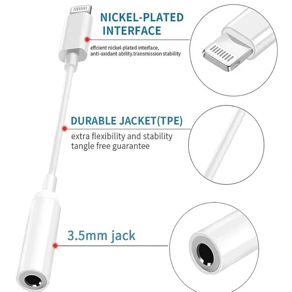 Whiteapple MFi Apple certified lightening to 3.5mm jack adapter aux cable